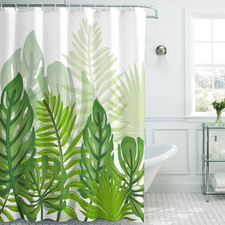 Green Plant Shower Curtain Tropical Palm Green Leaf Shower Curtain 3D Botanical