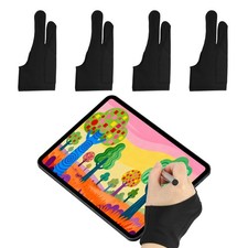 4pcs Artist Drawing Glove S Size 2-Fingers 2-Layer Graphics Painting Glove Black