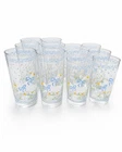MINT Full Set Of Vintage 1987 Anchor Hocking Farm Country Goose Blue Bow Tumbler