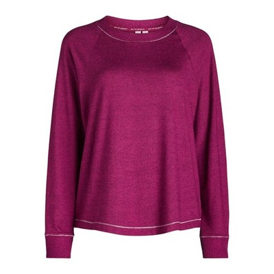 Joyspun Womens Sleep Top Size 2X Purple Hacci Knit Long Sleeve Comfortable Soft
