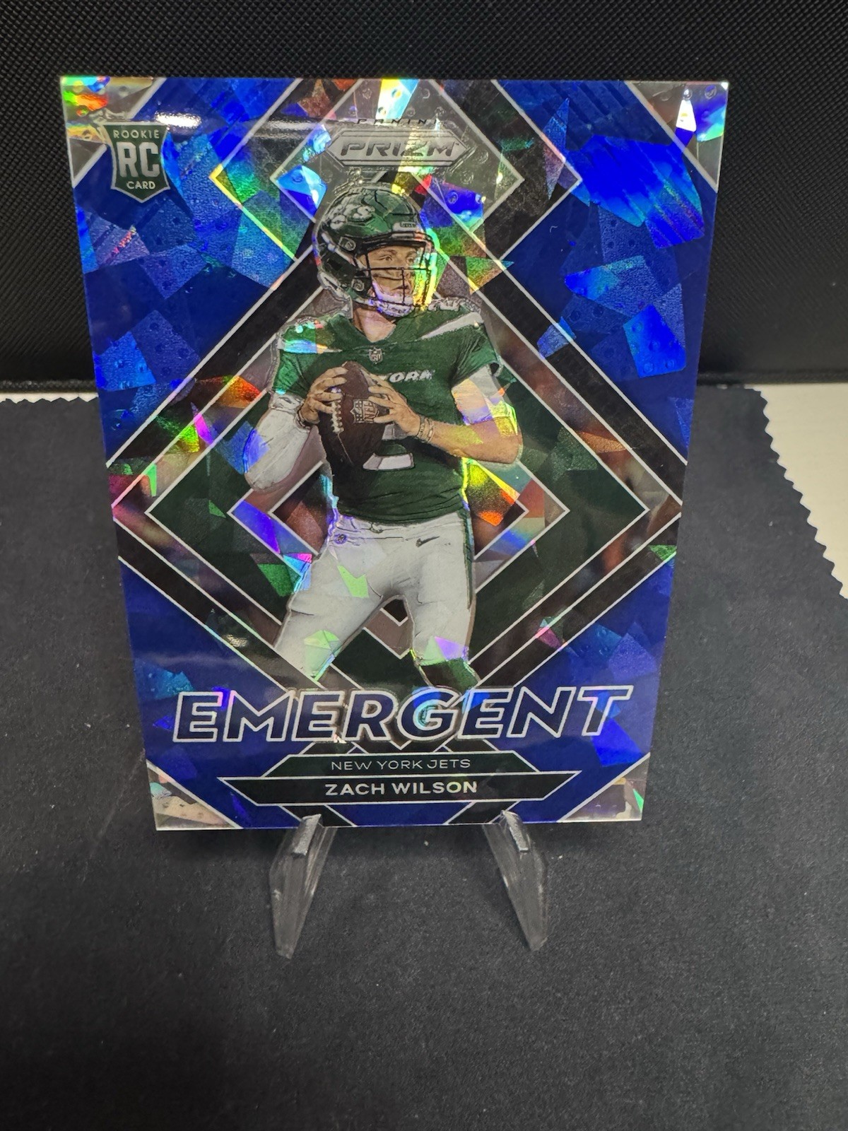 Zach Wilson 2021 Panini Prizm Emergent Blue Ice Prizm /99 Rookie RC Jets E-2 NFL