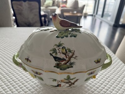 Herend Rothschild Bird Covered Tureen and Plate 