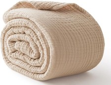 100 Cotton King Size Blankets Bed 108" x 90" 6 Layers Cooling  Soft Muslin