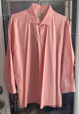 Karako Mens Button Up Orange Micro - Hound's-Tooth  L/S Dress Shirt 20- 34/35