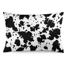 Cow Print Throw Pillow Cover Queen Size Black and White Cow Cowhide Skin Farm...
