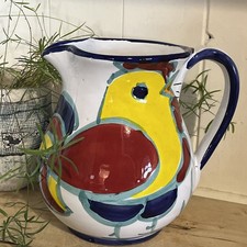 Pottery Pitcher/Jug-Hand Painted Cockerel/Chicken-2 1/4 Pint-FREE UK POSTAGE