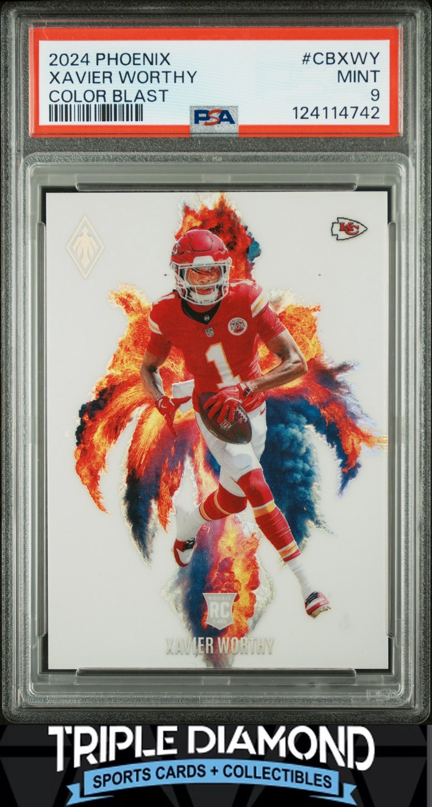 2024 Panini Phoenix Xavier Worthy Color Blast Rookie SP Case Hit PSA 9 BNA904