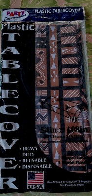Hawaiian Luau Tiki Bar Party Plastic Brown Tablecloth 54x108'' USA Table Mate