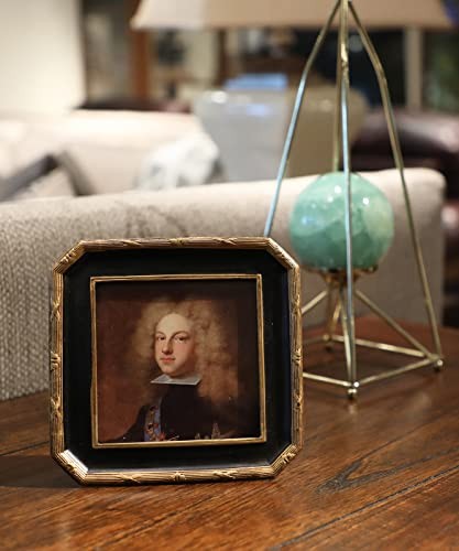 Small Vintage Picture Frame, Mini Antique Ornate Black and Gold Octagon 4x4 - Picture 6 of 7