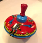Vintage 1960s Ohio Art Worlds Best Toys Tin Spinning Top Astronaut Spaceship Toy