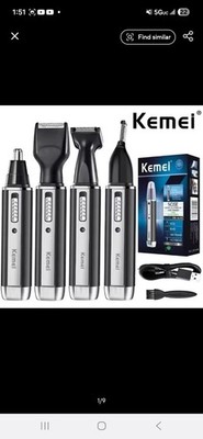 Kemei KM-6630 Rechargeable Trimmer 4 Heads Nose Beard Eyebrow Black Silver