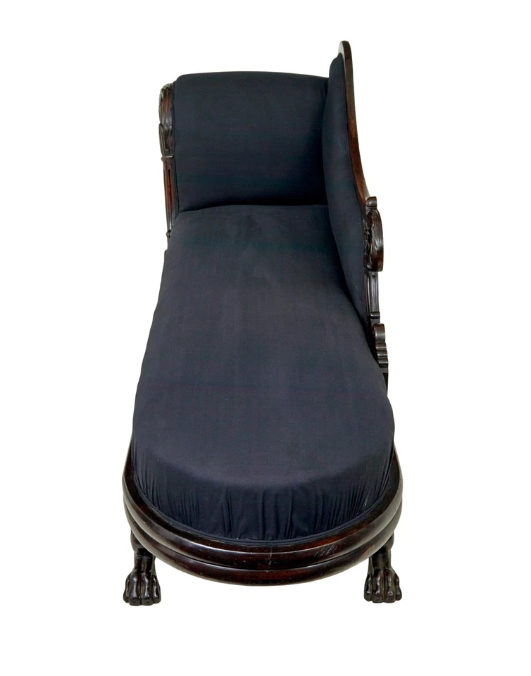 19TH CENTURY WILLIAM IV CARVED MAHOGANY CHAISE LONGUE - Image 2 of 4