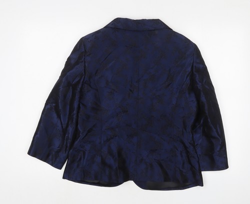Precis Womens Blue Geometric Jacket Blazer Size 14 Button - Picture 2 of 10