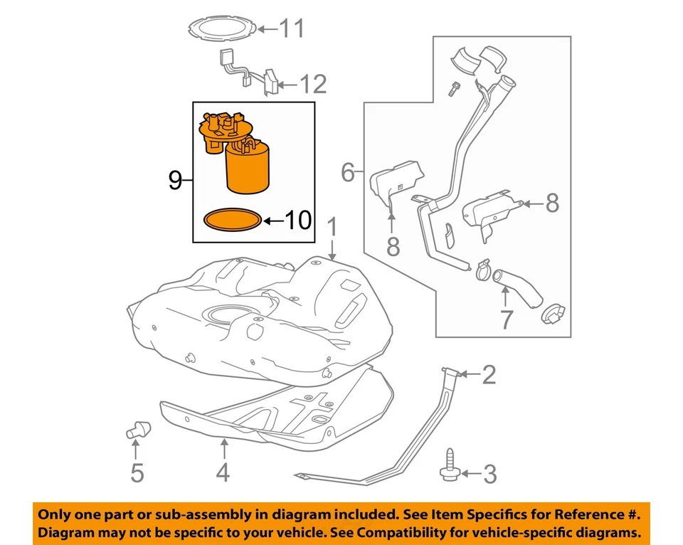 Used Fuel Pump fits: 2014 Chevrolet Impala pump assembly w/o flex fuel Californi Foto 3 de 4