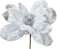 Clayre & Eef 66159 Weihnachtsdeko Blume Weiß Silber Ø 25 Cm Kunststoff