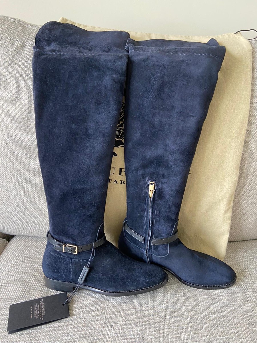 BURBERRY Suede Navy Over The Knee Buckle Boot Size 35 (5) | eBay display picture 2