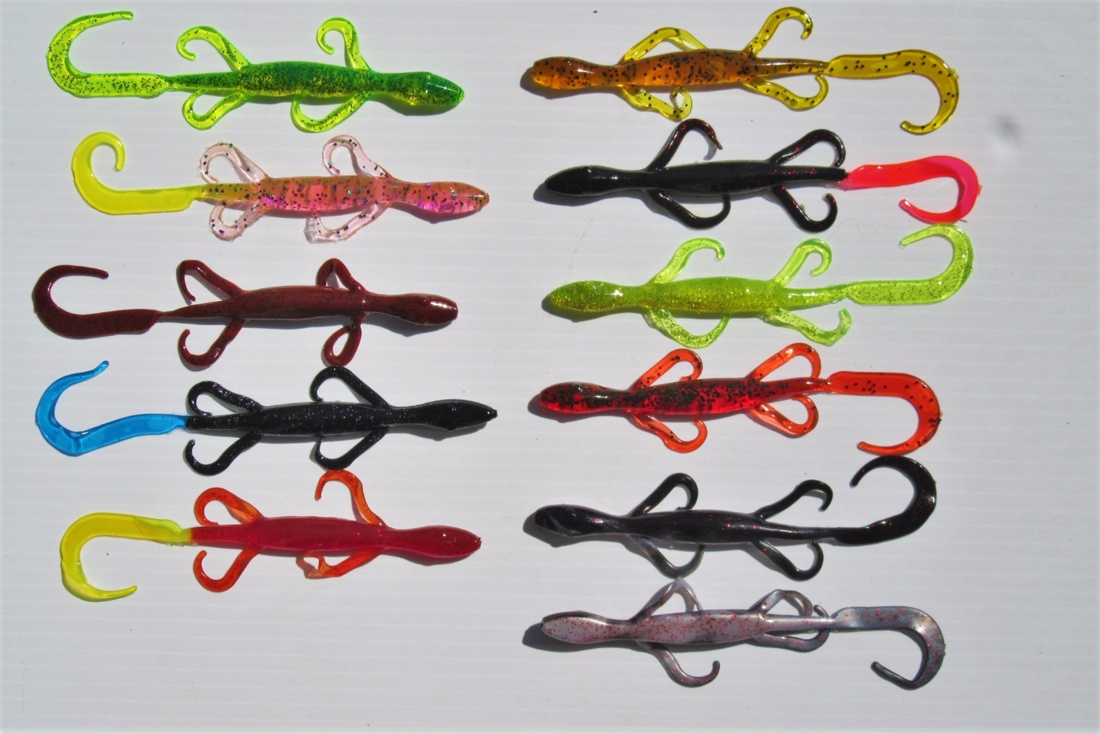 100 6" Plastic Lizards 10 Different Colors Bass Fishing Lures
