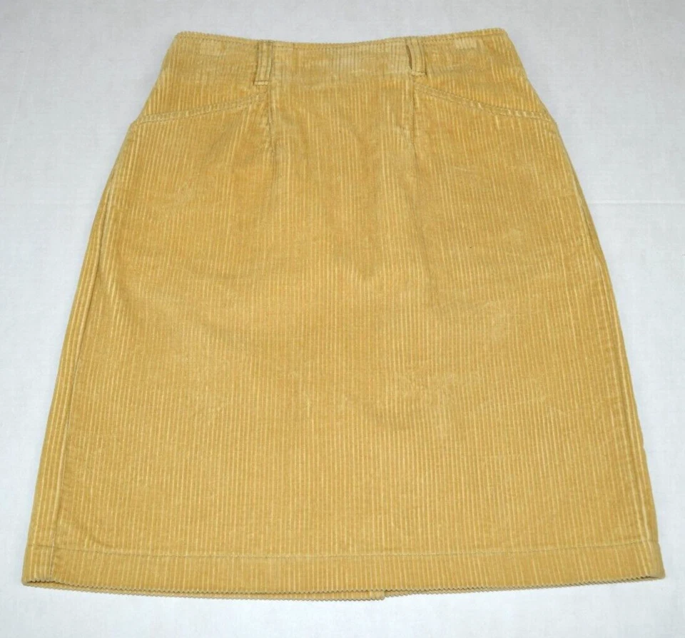 Vintage Eddie Bauer Corduroy Skirt Size 2 80s Golden Wheat Zip Back Pencil - Image 2 of 4