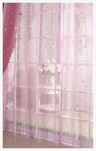 Elegant Star Printed Sheer Curtains Rod Pocket Fresh Tulle Voile Gauze 1 Panel - Picture 16 of 48