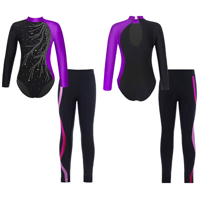 ZNYUNE Kinder Gymnastik Trikot mit Pailletten Mädchen Turnanzug