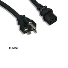 LOT 10pcs 6ft 14 AWG Power Cable NEMA 5-20P to IEC-60320 C13 15A/125V SJT Black