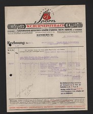HAMBURGO, factura 1929, W. C. Burmeister & Co. bodega Weinbrand fábrica de licores