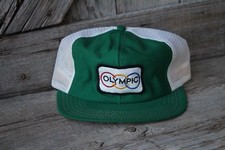 Vintage 1980's Olympic Sports Arena Trucker Hat Mesh Snapback Cap Patch Retro