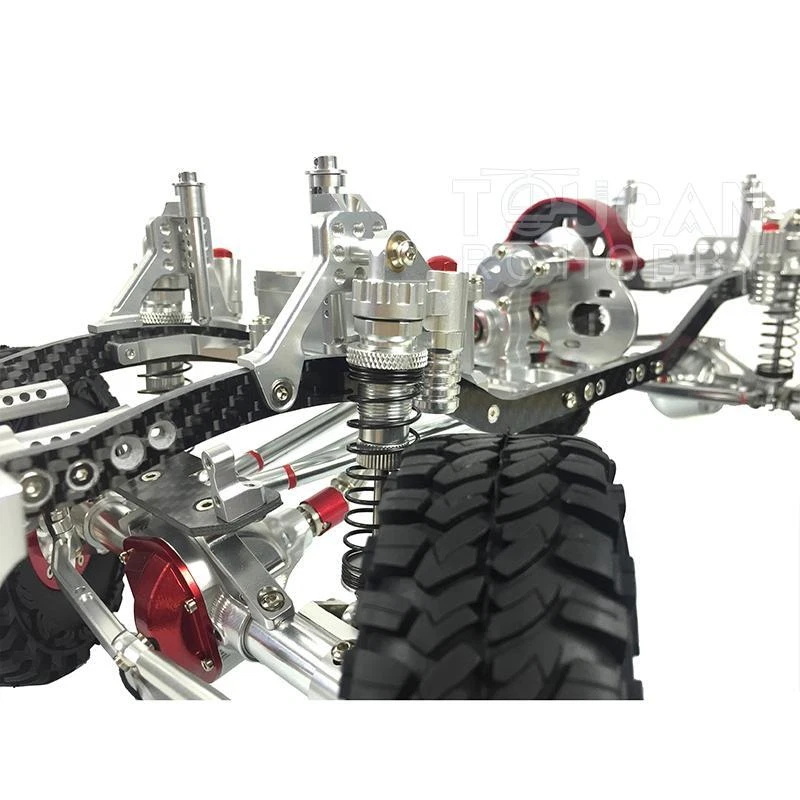 SCX10 1/10 RC Rock Crawler Cars KIT CNC Aluminium Alloy 4WD Frame Chassis Silver - Image 4 of 4