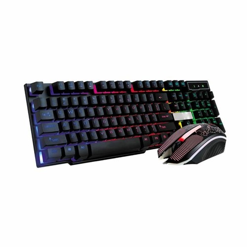 keyboard wireless Colorful Crack LED Illuminated Backlit USB Wired Rainbow Gamin - Picture 2 of 9