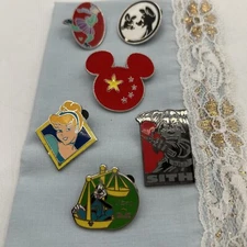 Disney Pin Lot Enamel Mickey Cinderella Stih Goofy 6 Pins