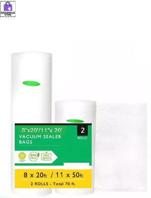 2 Rolls 8''x20' 11''x20' Vacuum Sealer Bags Food Saver Storage Embossed Bags Heavy