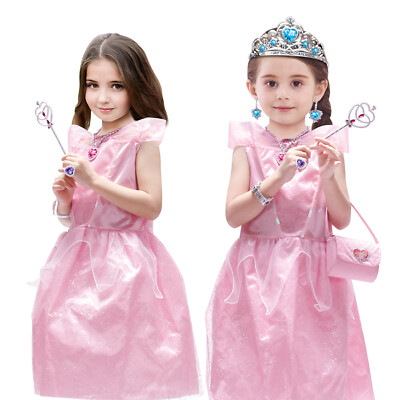 Kinder Mädchen rosa Prinzessin Kleid Kostüm Verkleidung Outfit Spielen Cosplay