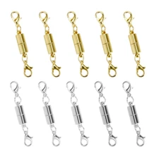 10pc Gold and Silver Tone Magnetic Lobster Clasp for Jewelry Necklace Color