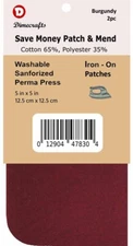 `Iron-On Mending Fabric Repair Patch 5 x 5 Inch Compare to Bondex - Burgundy