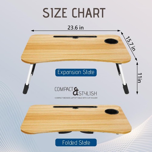2-Pack Large Folding Lap Desk for Sofa & Bed - Includes Cup Holder & Phone Stand - Picture 4 of 4
