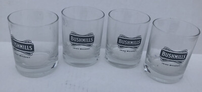 Set (4) BUSHMILLS Collectible Whiskey Glass Bar-ware