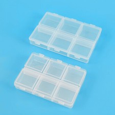 6 Pcs Clear Plastic Organizer Box Case 6 Grids Jewelry Storage Container 3.2"