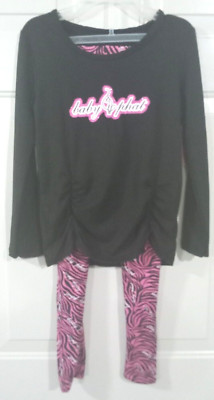 Baby Phat Black Rouched Girls Pink & Black 2pc Size 12/14