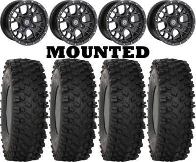 Kit 4 System 3 ATX470 Tires 33x10-15 on Moose 545X Black Wheels H700