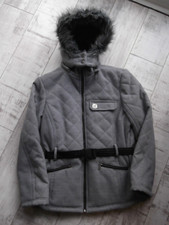 Ladies Kangol Hooded Melton Parka Jacket Coat Size 16 Grey/charcoal Bnwt