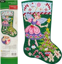 Bucilla 89320E Felt Applique Gem Dots Stocking Kit, Sugarplum Fairy, 18"
