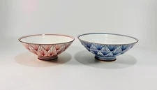 Vintage Pair of Japanese Small Footed Rice Noodle Bowls