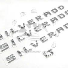 Chrome Front Rear Door Emblem Badge Tailgate Letters for Silverado 1500 2500 LT