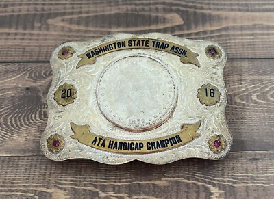 Sterling Face Washington State Trap Assn. ATA Handicap Champion Belt Buckle