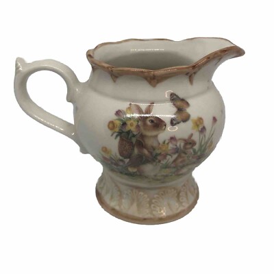 Cracker Barrel Easter Traditions Bunny Creamer 3.5'' Tall, 2'' Diameter Scalloped