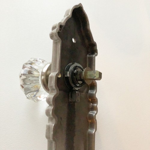 Nostalgic Warehouse Victorian Plate w Crystal Glass Knob Satin Nickel - Picture 7 of 9