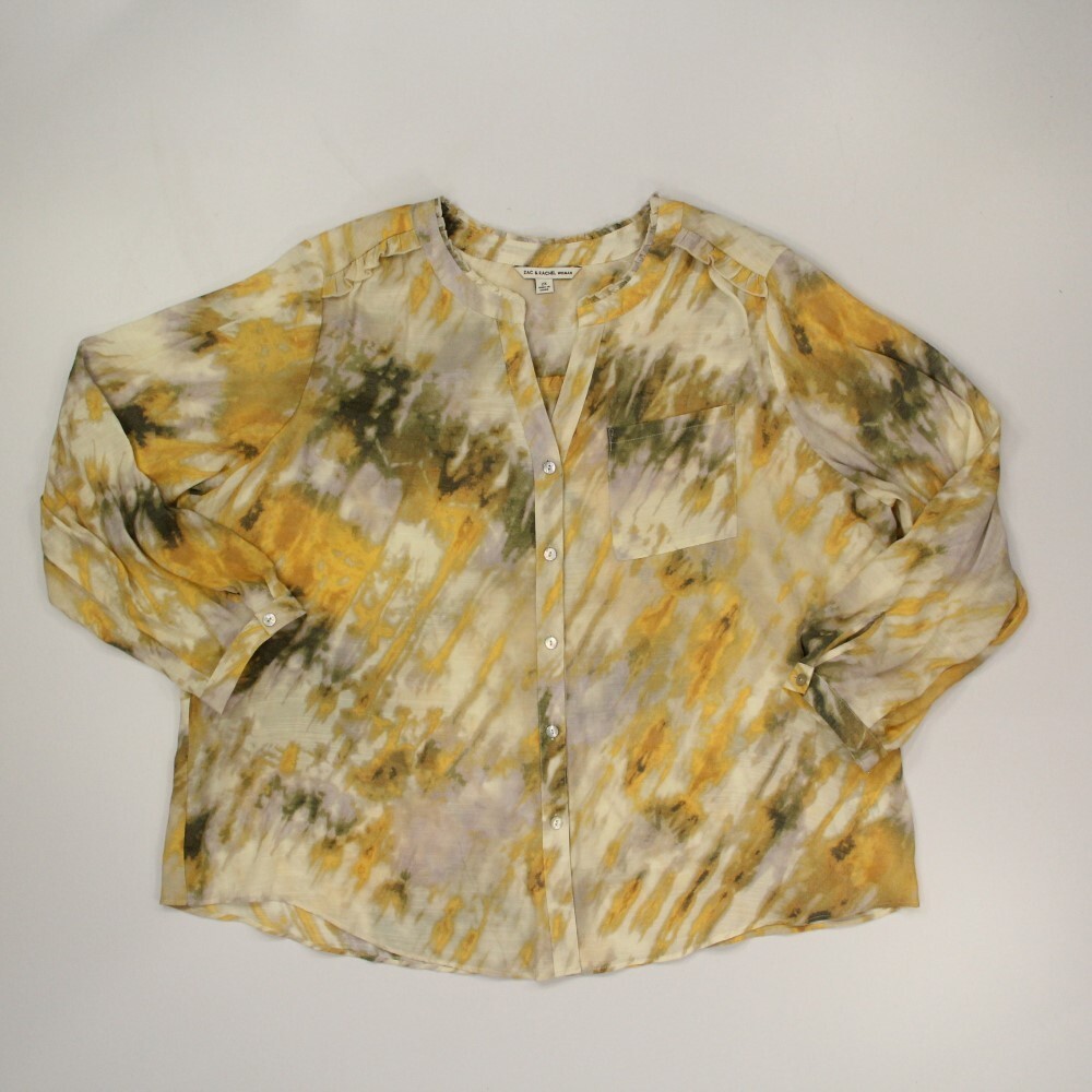 Zac &amp; Rachel Women's Button-up Shirt Plus Size 2X Watercolor Print ...