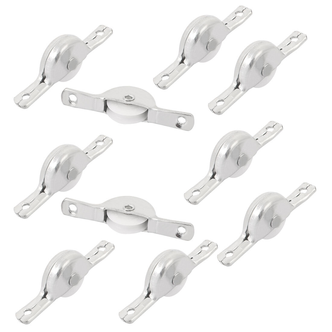 Furniture Wardrobe Cupboard Closet Sliding Door Roller Wheel Silver Tone 10pcs-image