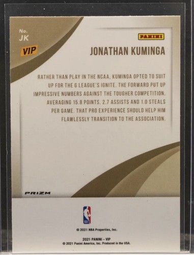 2021 Panini VIP Basketball Gold Pack Silver Hyper Prizm RC Jonathan Kuminga - Picture 2 of 2