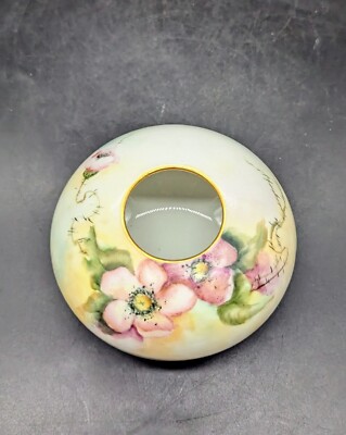 Antique Hand Painted W G Limoges Porcelain Hair Receiver 4.25''  Periwinkle